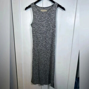 Harlow | Grey wide ribbed midi sleeveless dress - small